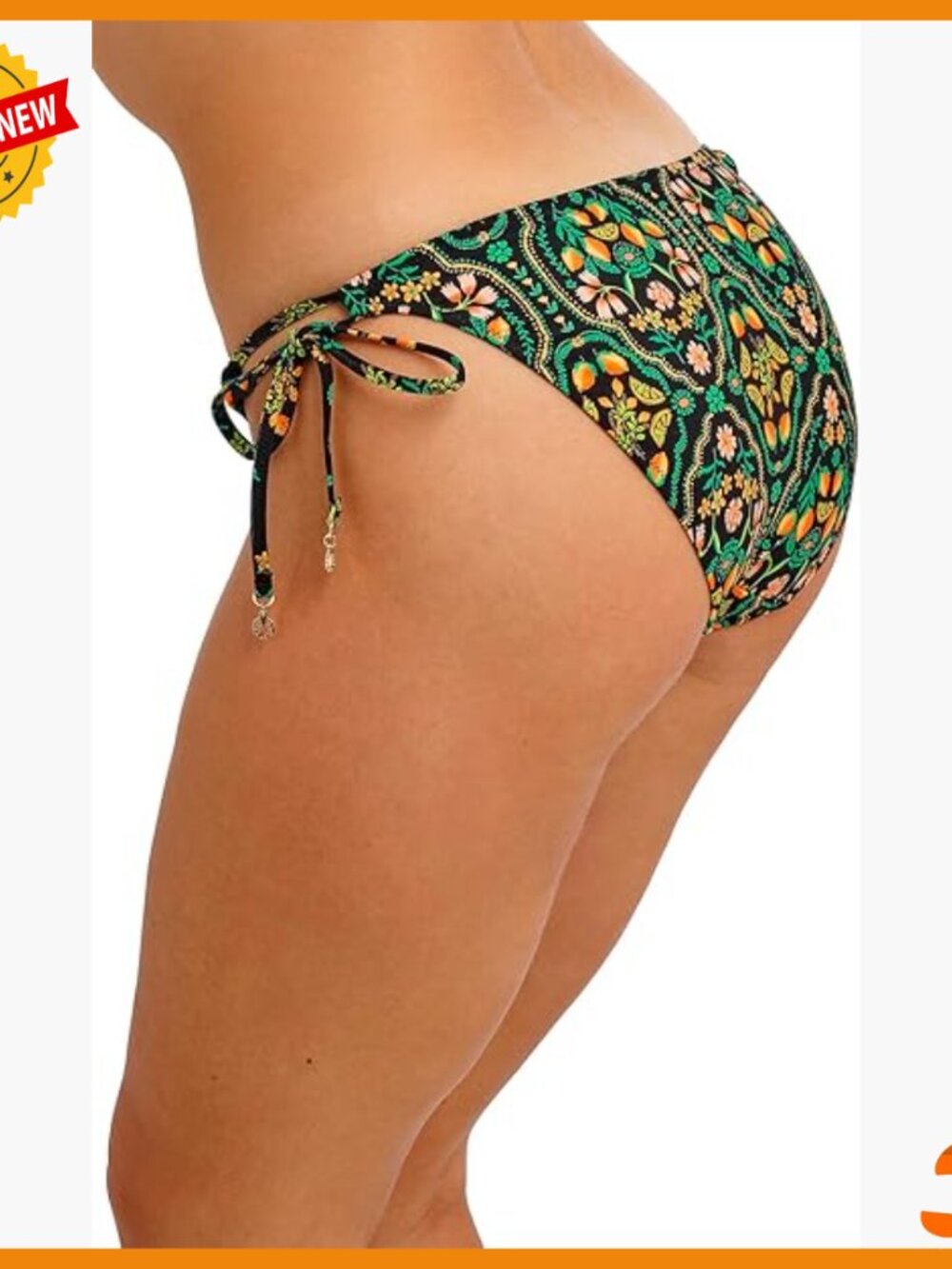 Tie Side Bikini Brief, Cheeky Coverage, Adjustable Sides, Nylon Blend